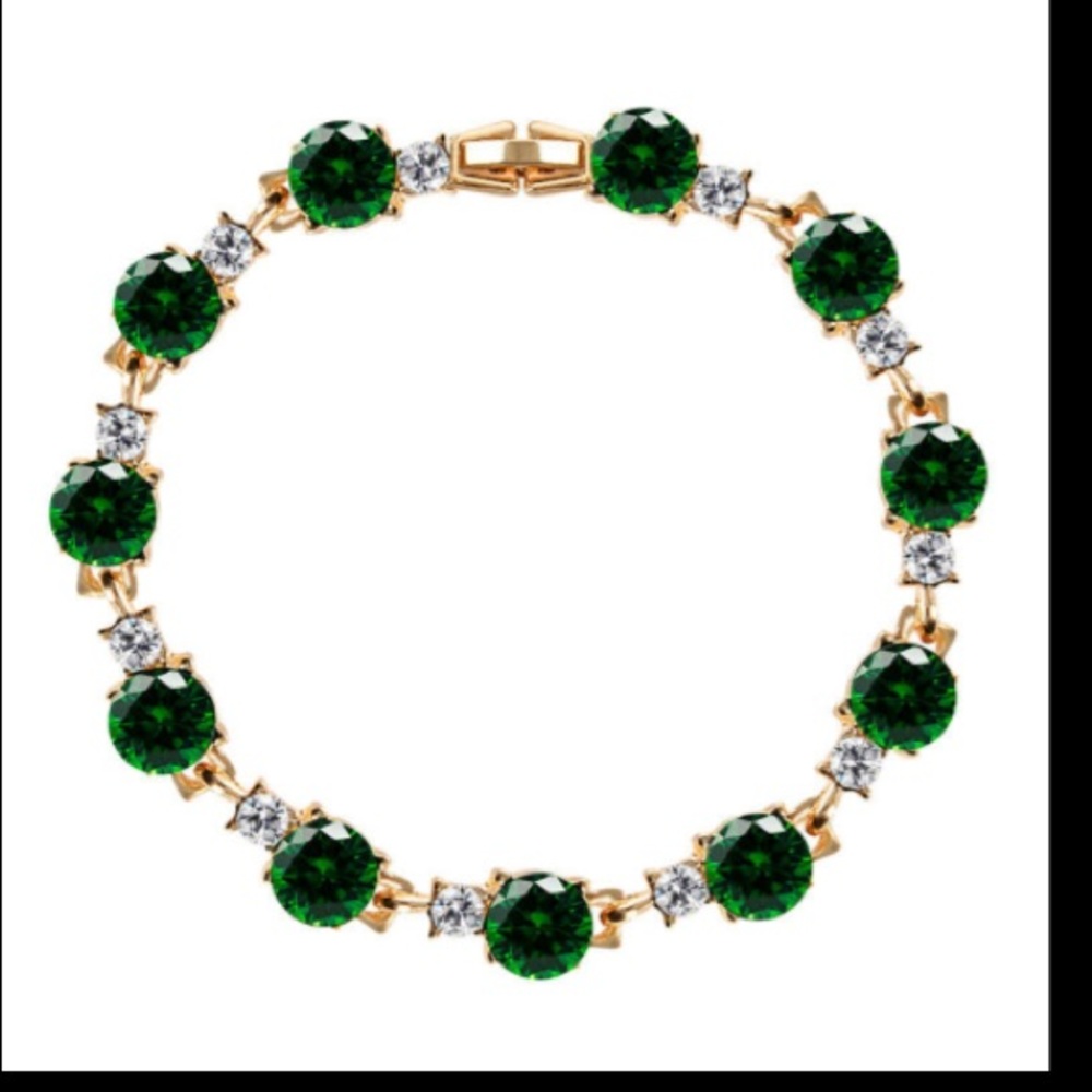 ❤️gorgeous Austrian emerald rhinestone gold bracel